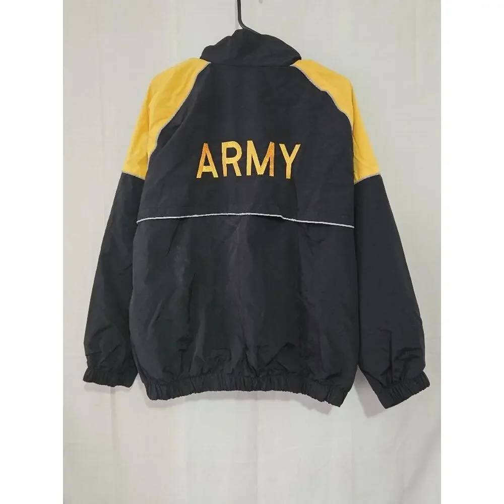 US Army Recruiter Jacket Small Long Black Yellow Lightweight Windbreaker #P80p